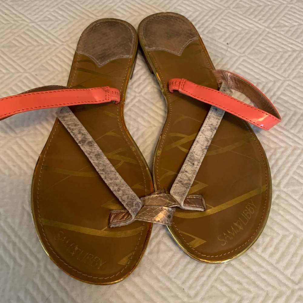 Sam and Libby coral and grey sandals. Size 8